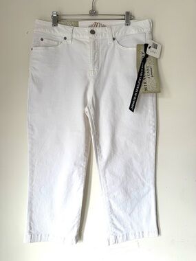 Miracle Body White Straight Leg Crop Jeans 12